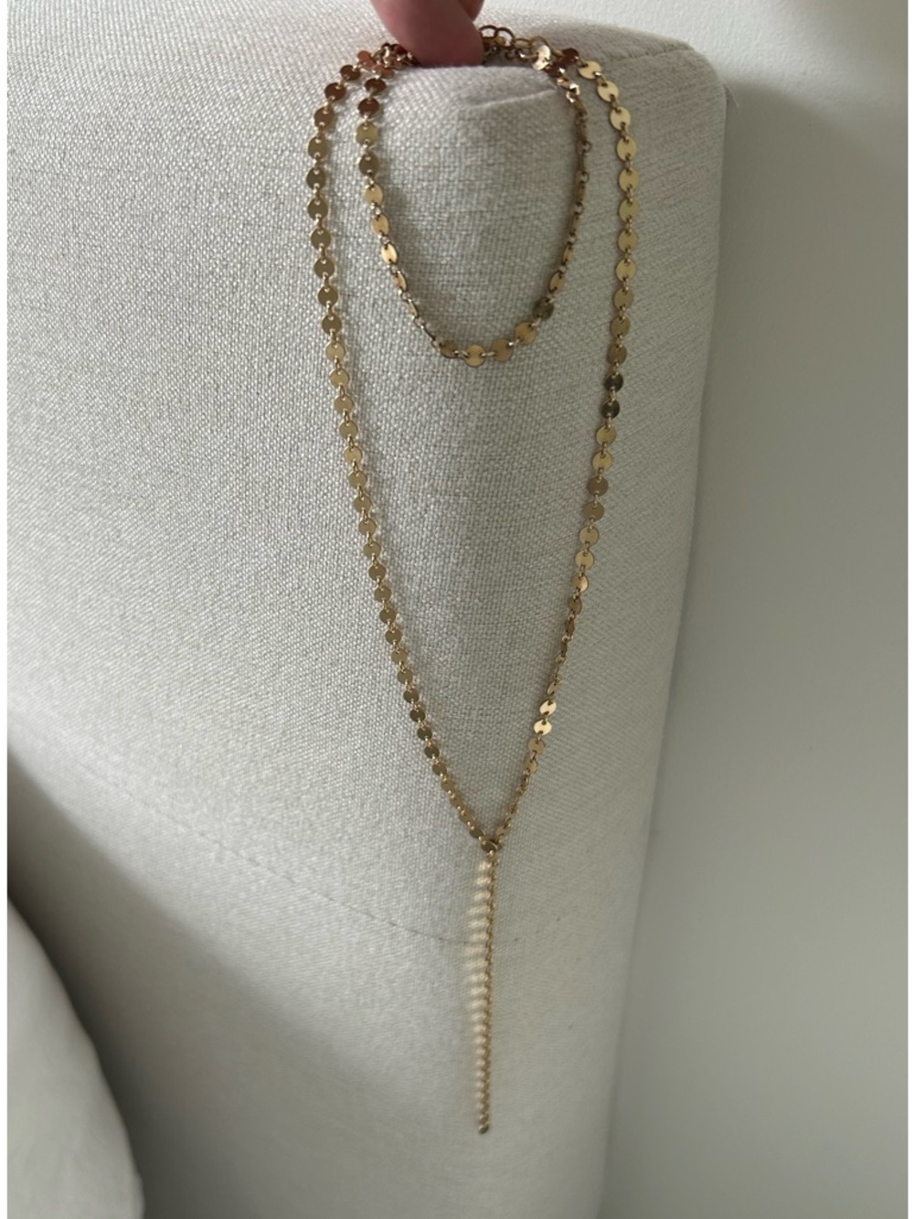 14k Gold filled coin disc Y-Necklace with matching bracelet Brand 1948